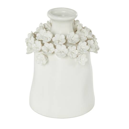9" White Flower Decorative Ceramic Vase